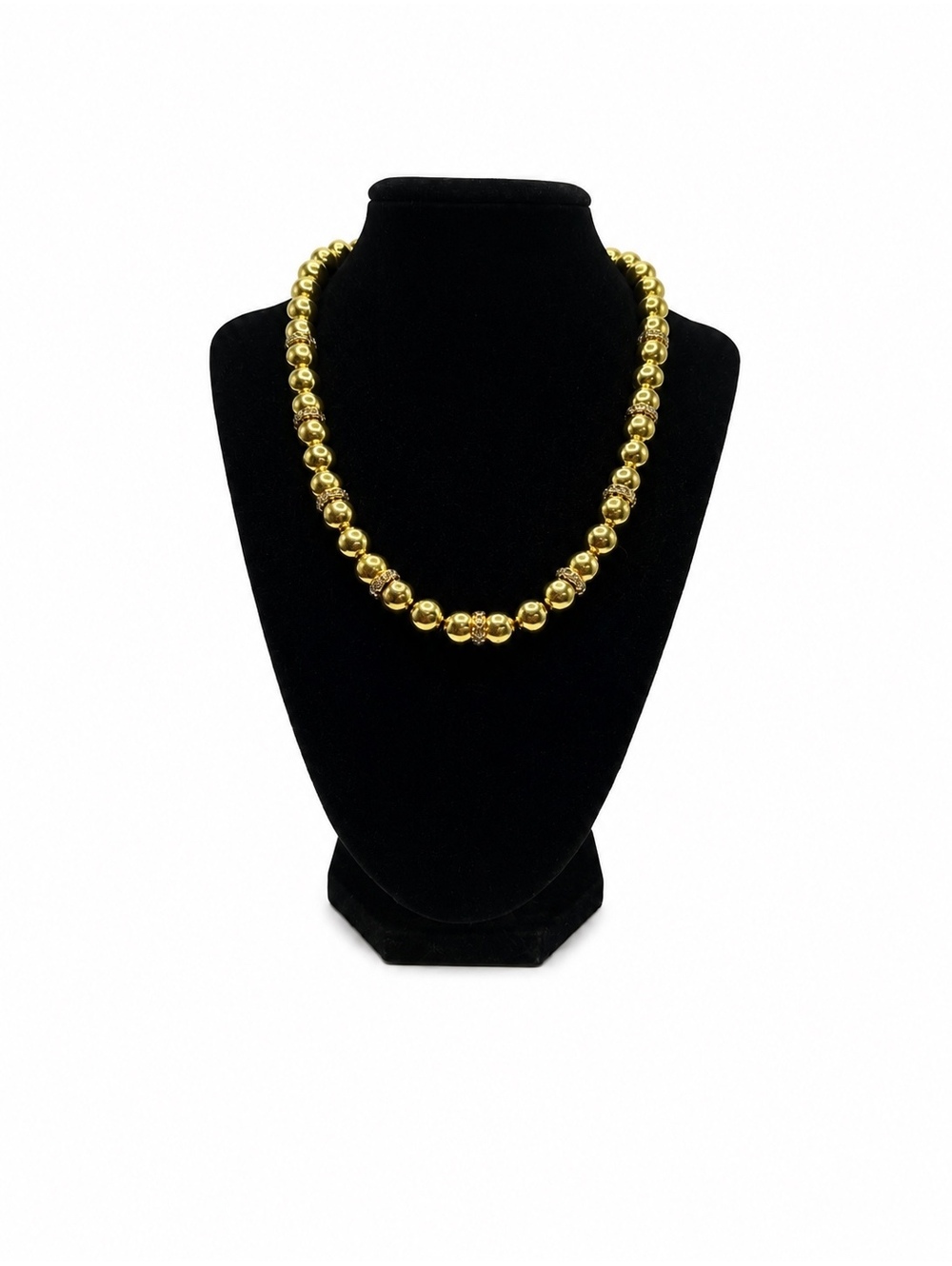 Jewelry By GG Gold Hematite with Rhinestone Accents Costume 8.5" Beaded Necklace